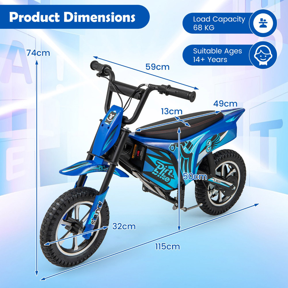 Costway Navy Kids Electric Motorcycle with Pneumatic Tyres Image 9