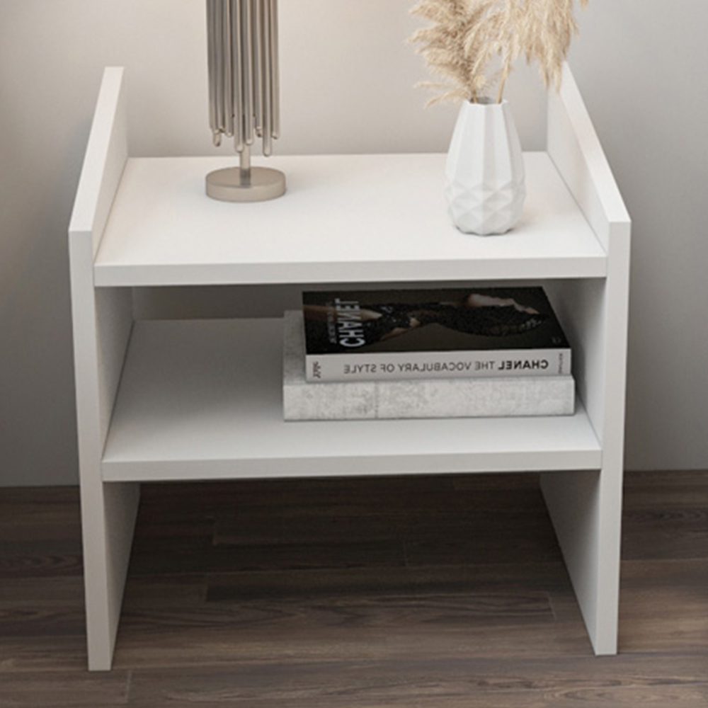 Decorotika Adin 2 Shelf White Bedside Table Image 1