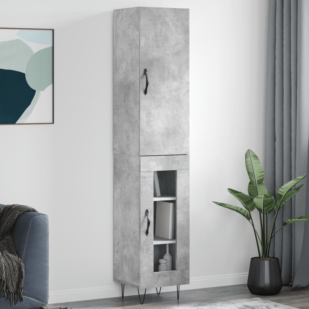 vidaXL 2 Door Concrete Grey Highboard Image 1