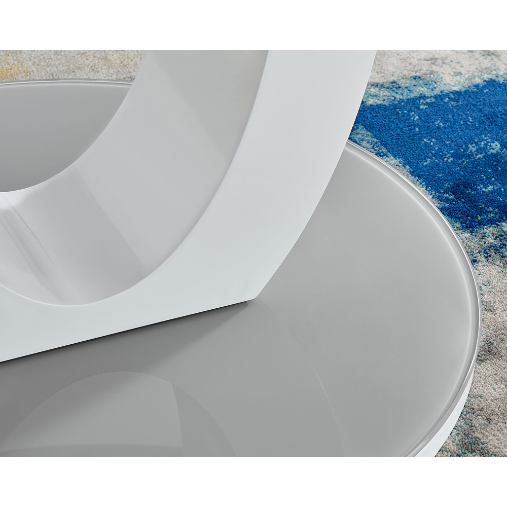 Furniturebox Lucia Valera 4 Seater Round Dining Set Grey Gloss White and Chrome Image 4