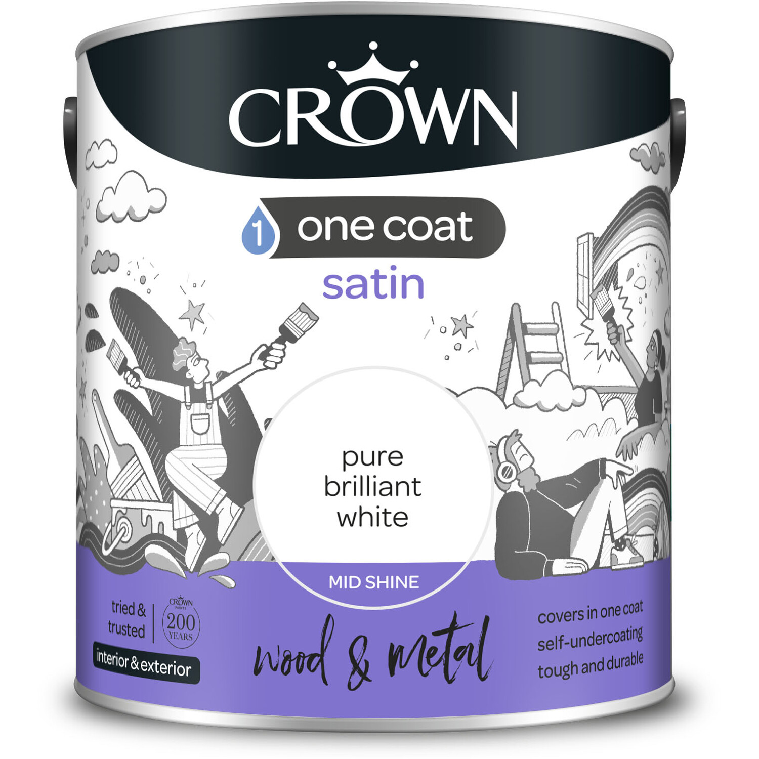 Crown Wood and Metal One Coat Satin - Pure Brilliant White Image 2