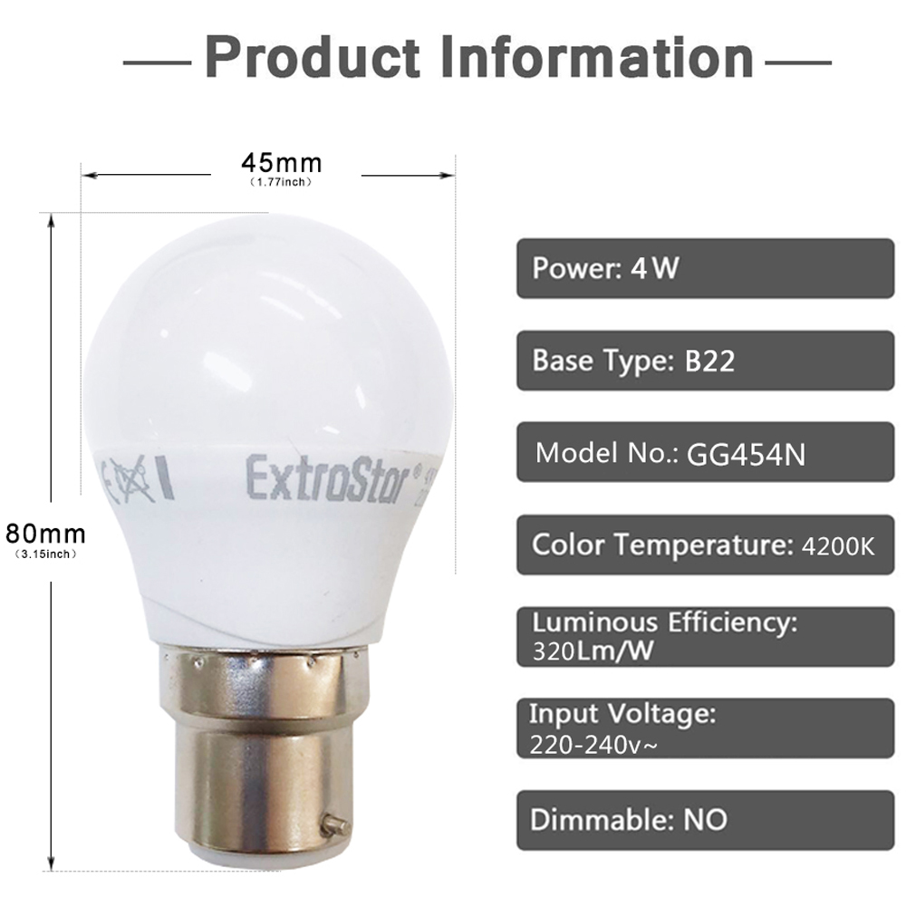 ExtraStar 10 Pack B22 4W Neutral White Ball LED Light Bulb Image 4
