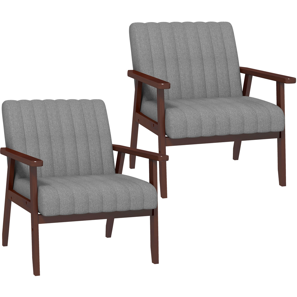 Portland Set of 2 Grey Fabric Armchair Image 2
