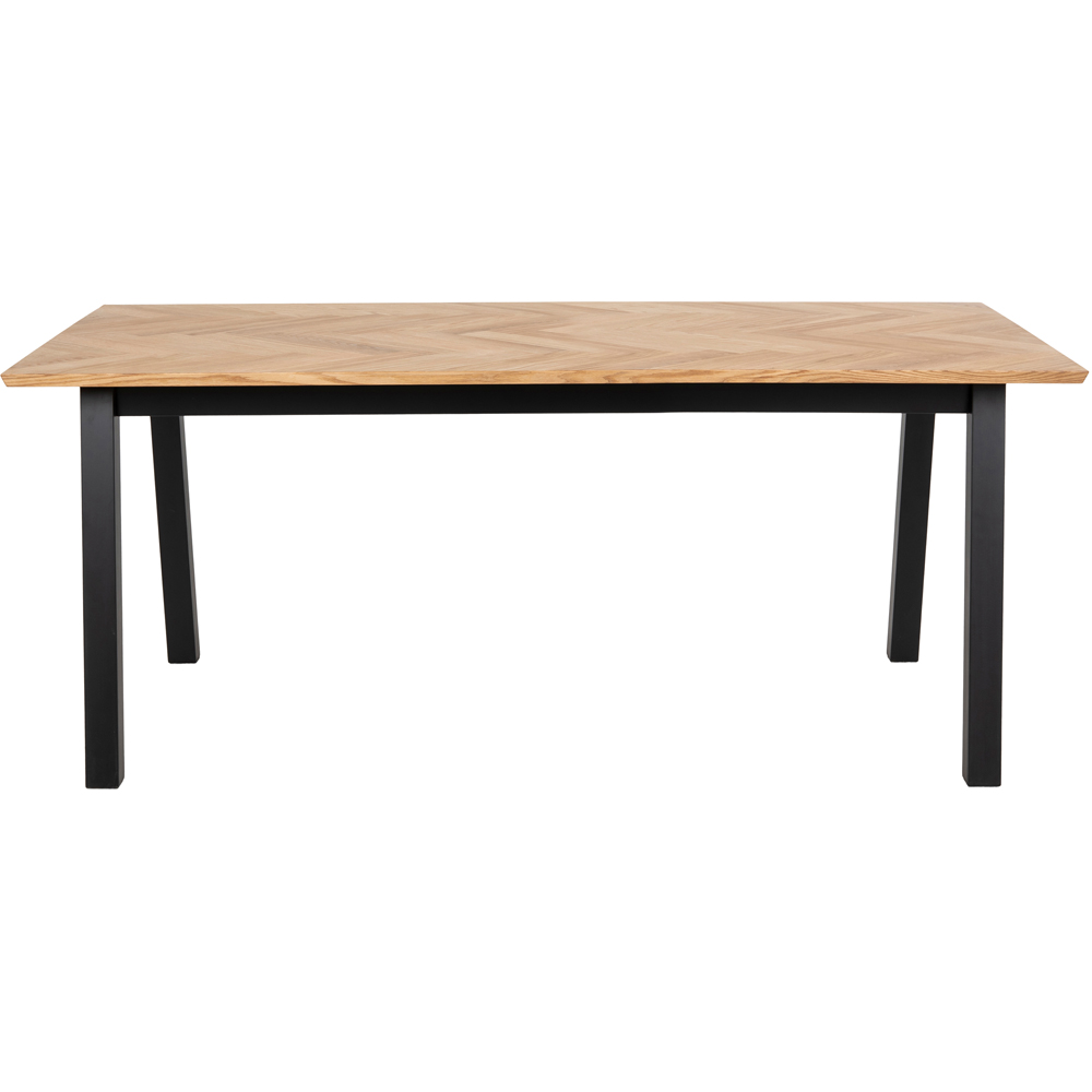 Florence Brighton 6 Seater Herringbone Effect Dining Table Oak Image 3