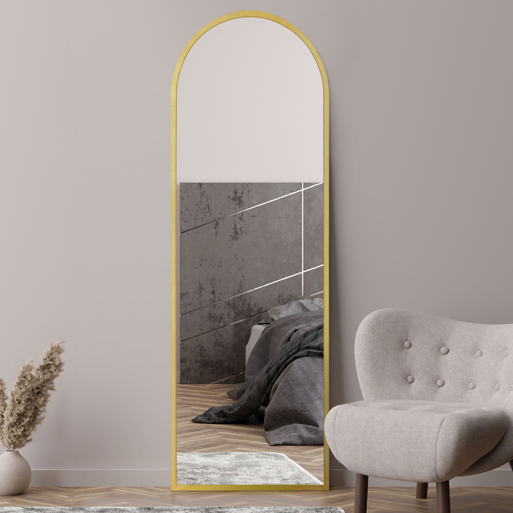 The Arcus Gold Arched Leaner Wall Mirror 180 x 60cm Image 2