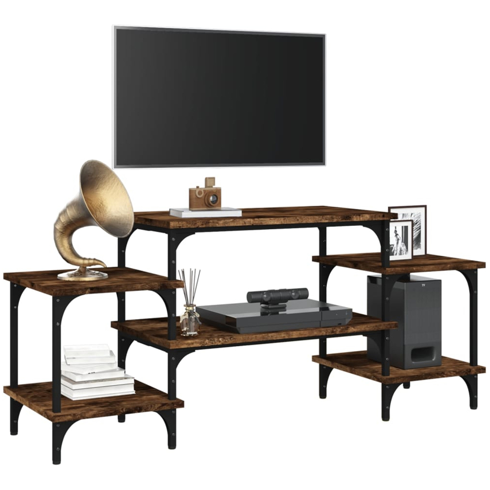 vidaXL 5 Shelf Smoked Oak Industrial Style TV Cabinet Image 4