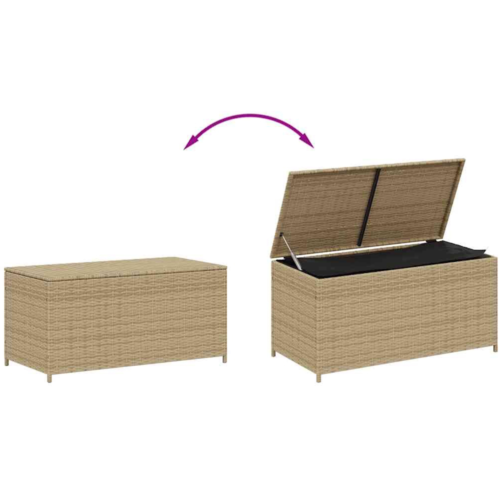Walplus 190L Mix Beige Poly Rattan Garden Storage Box Image 6