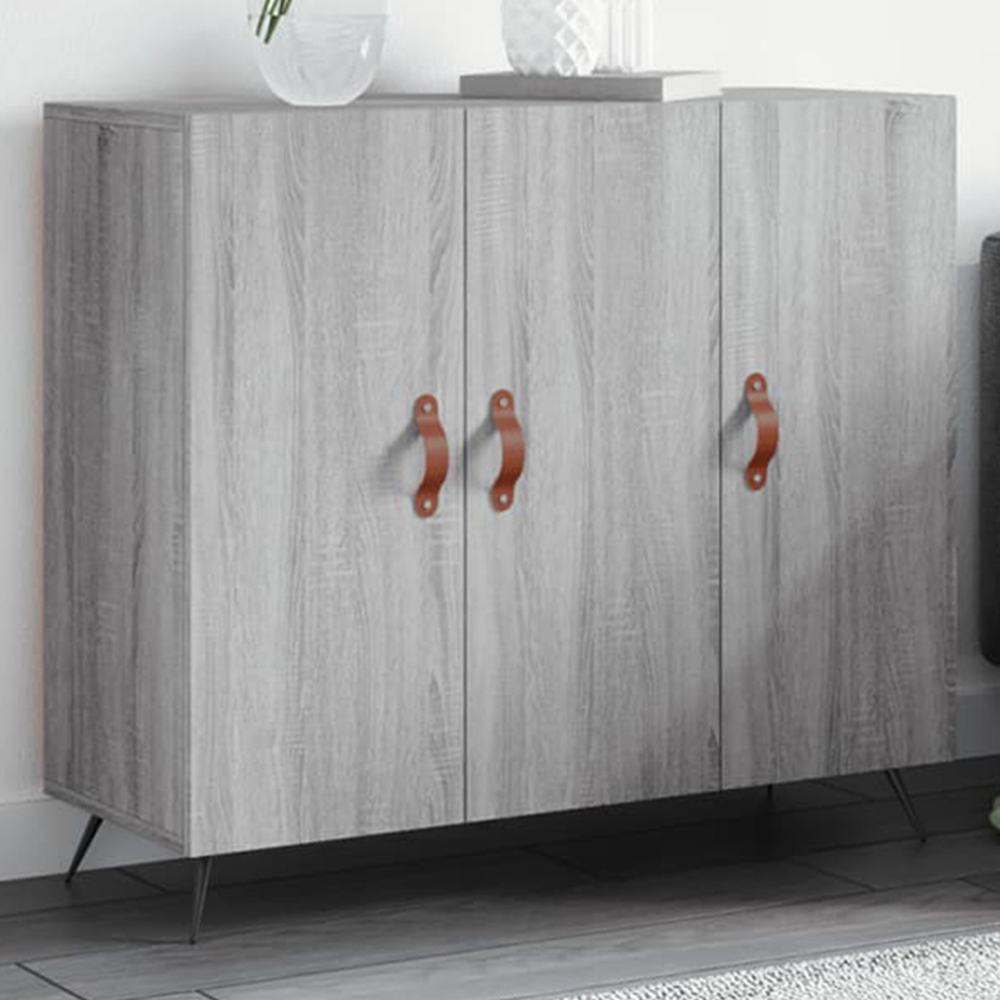 vidaXL 3 Door Grey Sonoma Wooden Sideboard Image 1