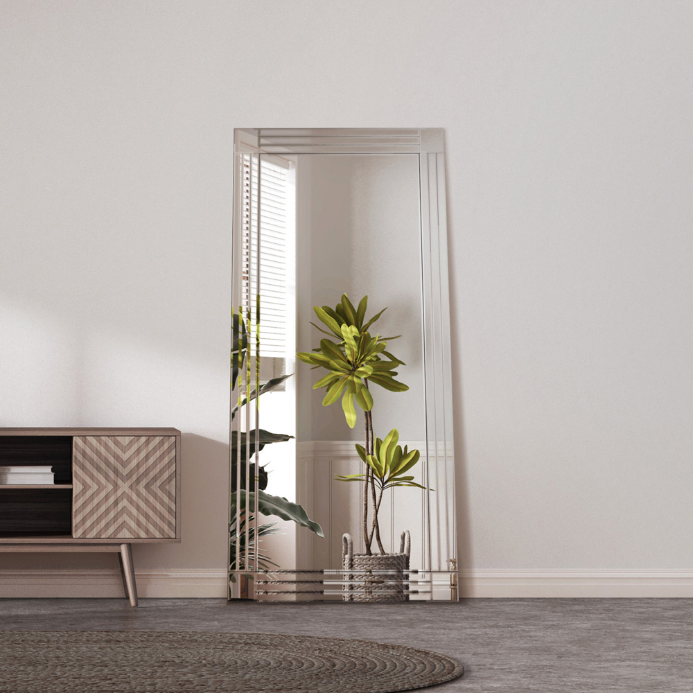 Milton Square Corner Bevelled All Glass Full Length Mirror 174 x 85cm Image 2
