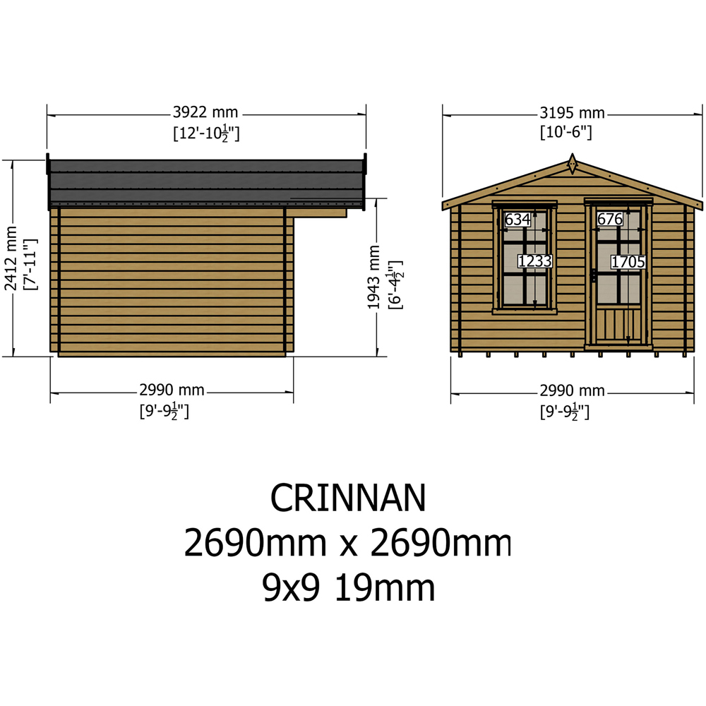 Shire Crinan 10 x 10ft Pressure Treated Wooden Log Cabin Image 9
