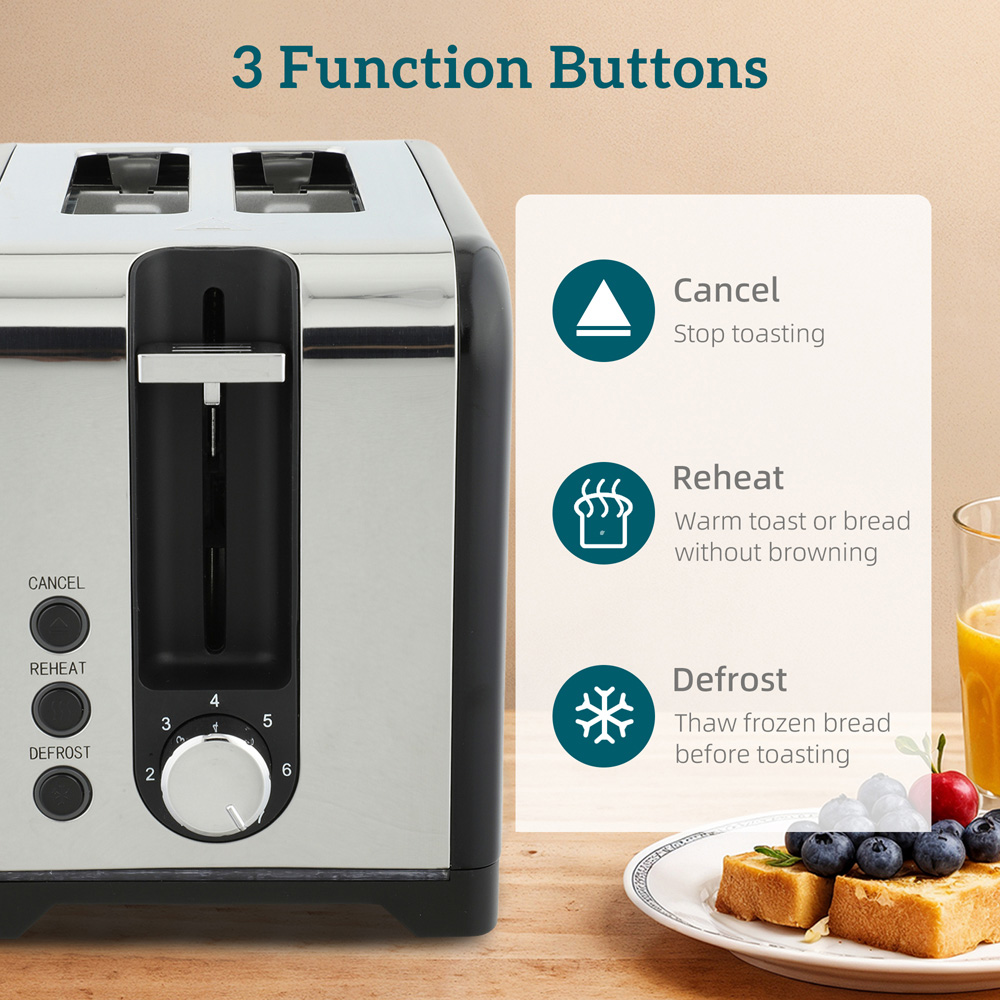 HOMCOM 800-285V70BK Black Rapid Boil 1.7L Jug Kettle and 2 Slice Toaster Set Image 6
