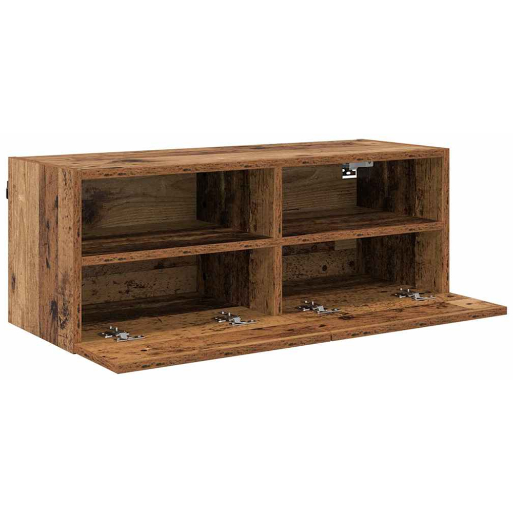 vidaXL 2 Door 2 Shelf Old Wood Wide Wall Mounted TV Unit Set of 2 Image 5