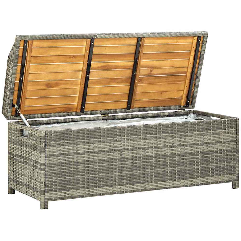 vidaXL Grey Poly Rattan Garden Storage Bench 120 x 50 x 50cm Image 4
