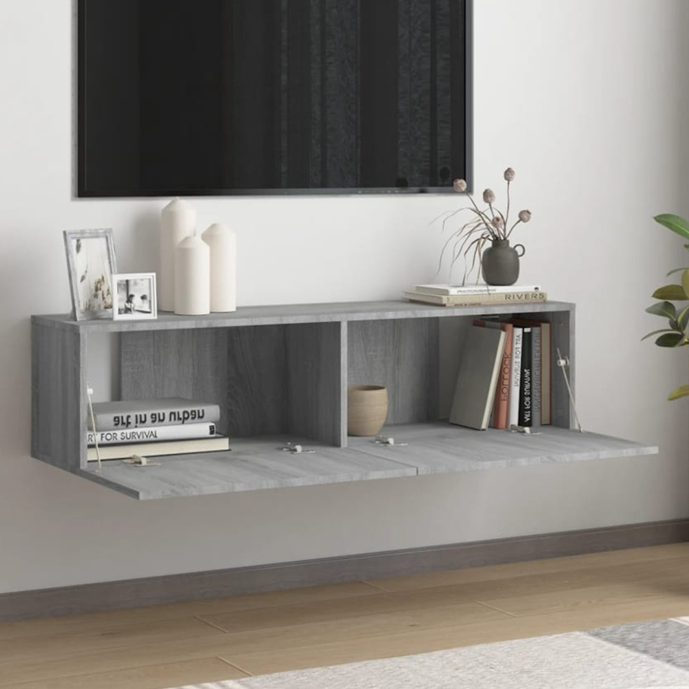 vidaXL 2 Door Grey Sonoma Wall Mounted TV Cabinet Image 1