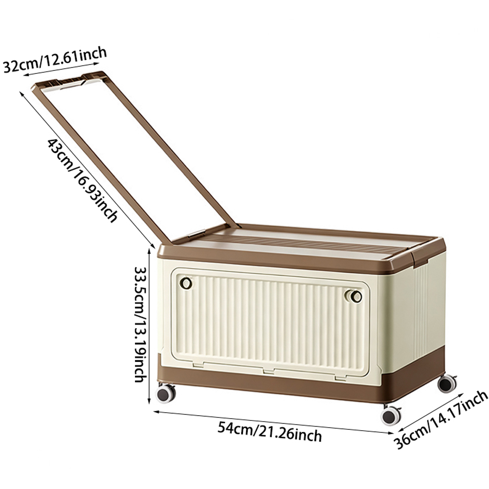 Living and Home 3 Way Access Cream and Brown Plastic Storage Box with Wheels 54 x 36cm Image 8