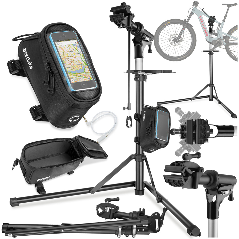 tectake Lightweight and Durable Bicycle Repair Stand and Frame Bag Set Type 2 Image 2
