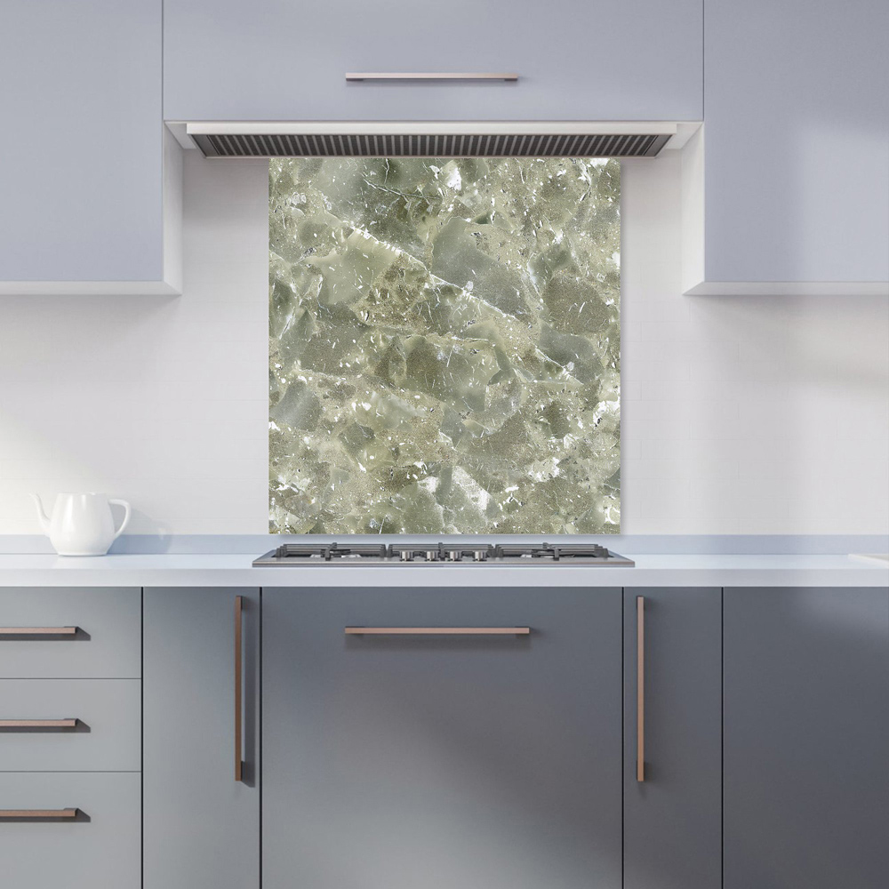 Warren Reed Designer Sage Green Quartz Effect Glass Kitchen Splashback 65 x 70cm Image 1