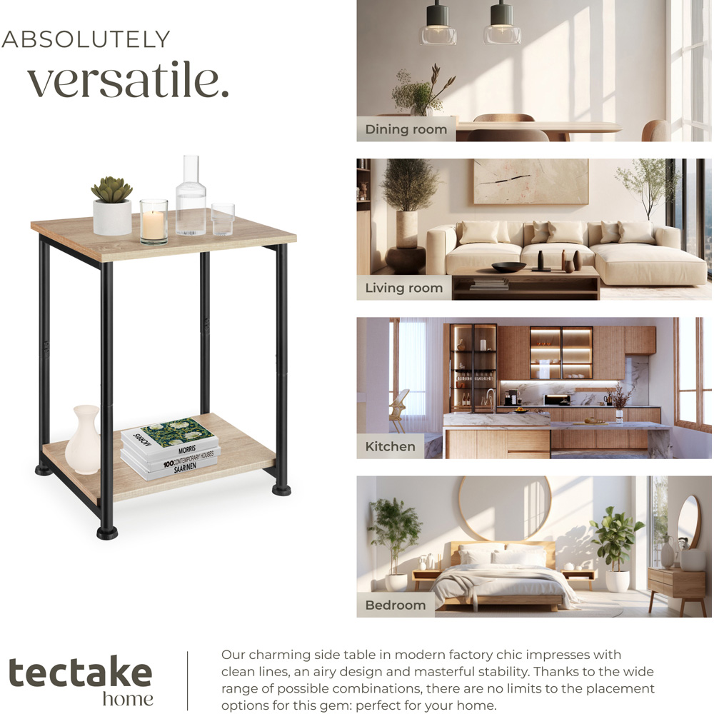 Tectake Yonkers Single Shelf Sonoma Oak Bedside Table Image 7