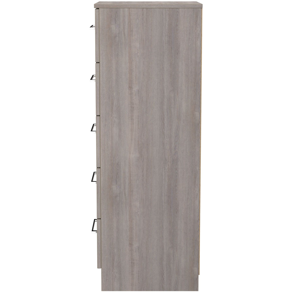 Crowndale Worcester 5 Drawer Grey Oak Tall Bedside Cabinet Ready Assembled Image 4