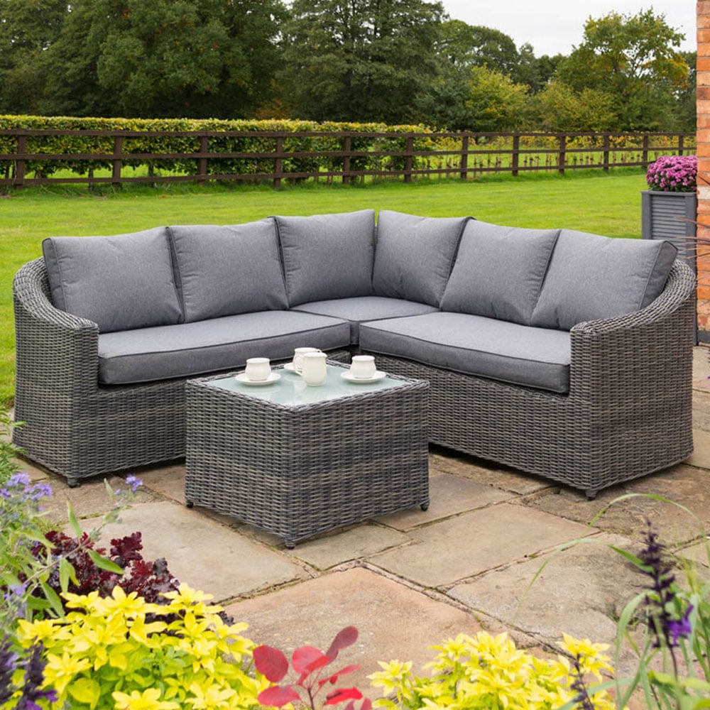 Rowlinson Bunbury 5 Seater Grey Rattan Weave Corner Sofa Set Image 1