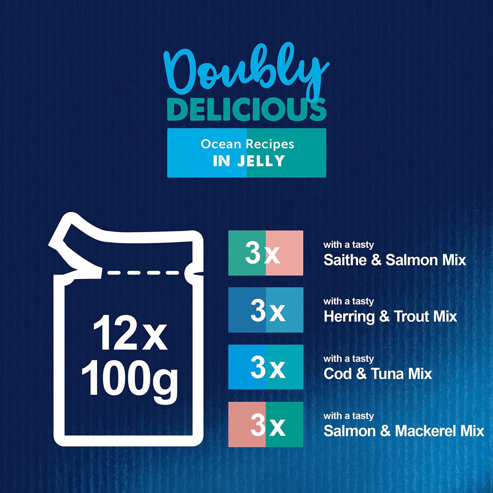 Felix As Good As It Looks Doubly Delicious Ocean Recipes Adult Cat Food 100g 12 Pack Image 3