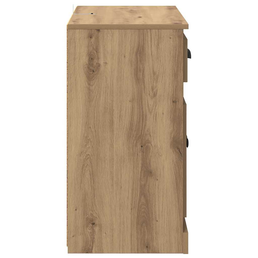vidaXL 2 Door Single Drawer Artisan Oak Modern Sideboard Set of 2 Image 8