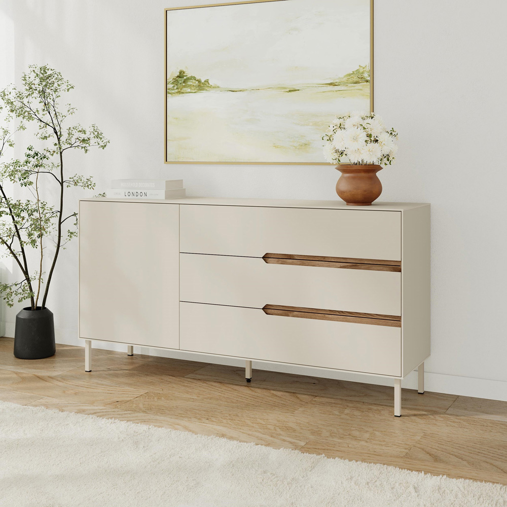 Decortie Arch Single Door 3 Drawer Sandstone Console Table Image 5