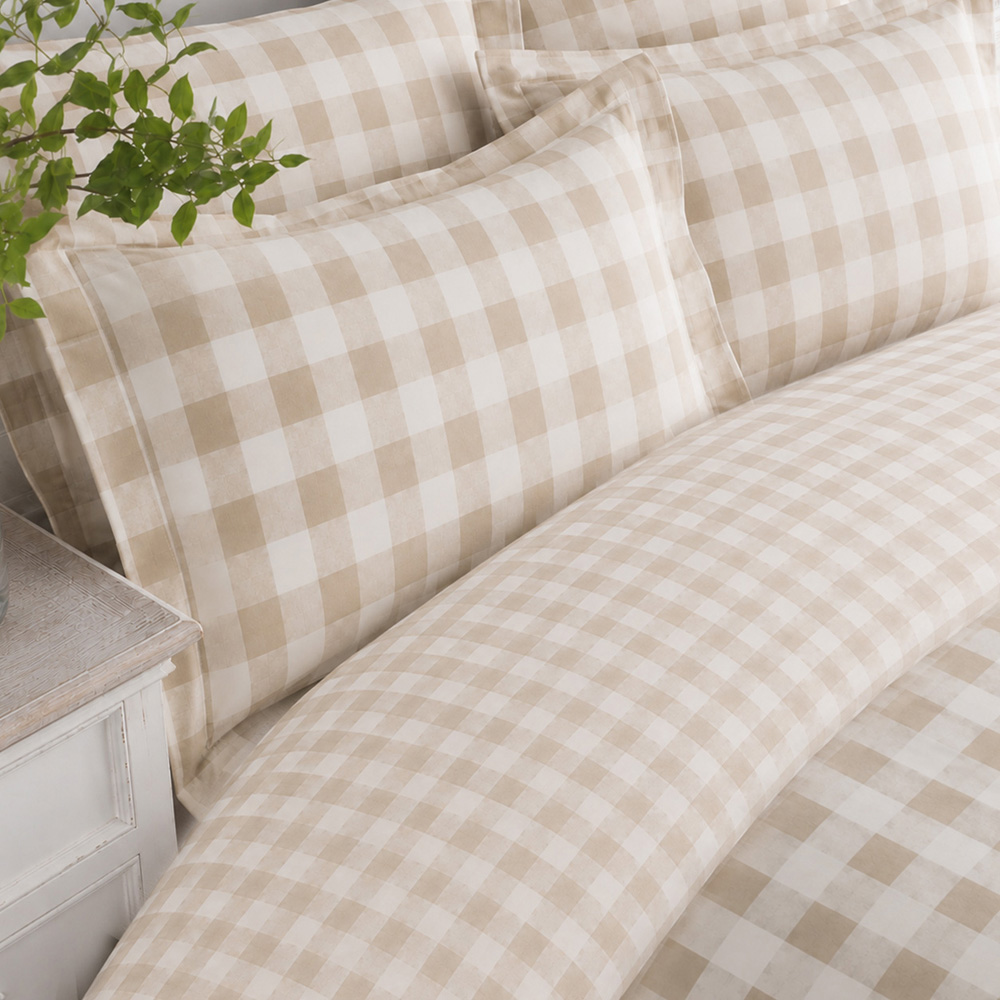 Sweet Dreams King Size Wyndham Check Natural Duvet Cover Set Image 2