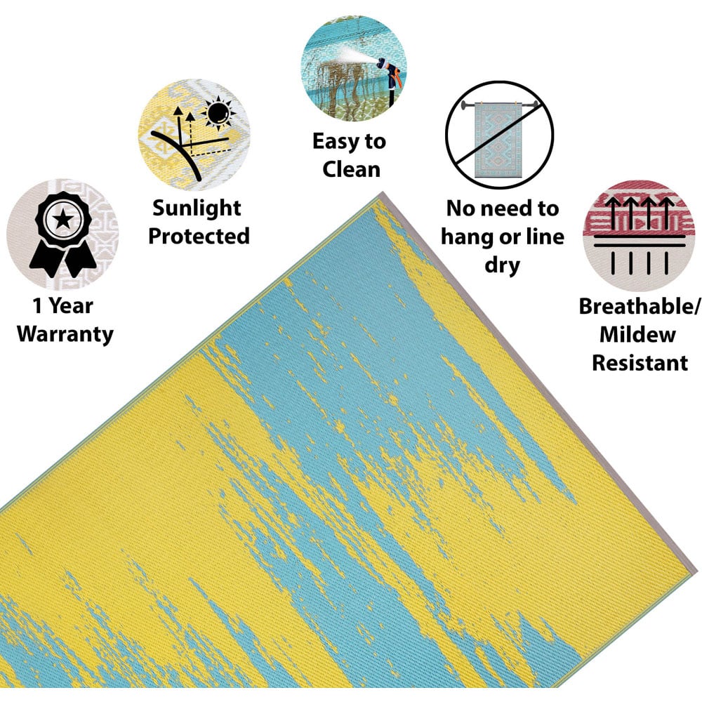 Green Decore Liza Aqua Blue and Yellow Outdoor Rug 120 x 180cm Image 3