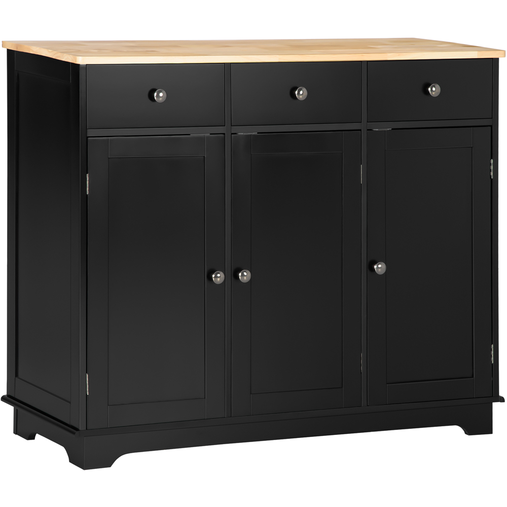 HOMCOM 3 Door 3 Drawer Black Sideboard Image 2