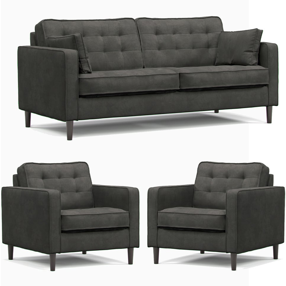 Eden 5 Seater Graphite Chenille Sofa Suite Image 2