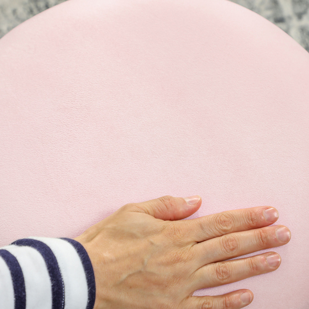 Portland Pink Velvet Round Pouffe Footstool with Storage Image 3