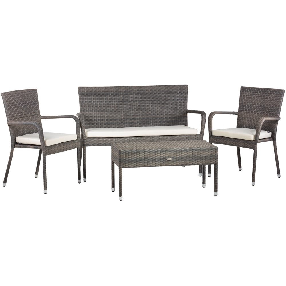 Oseasons Winchester 4 Seater Walnut and Natural Rattan Lounge Set Image 2