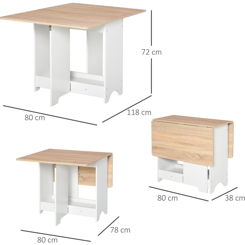 Portland Duo Drop Leaf Folding Dining Table White and Oak Image 7