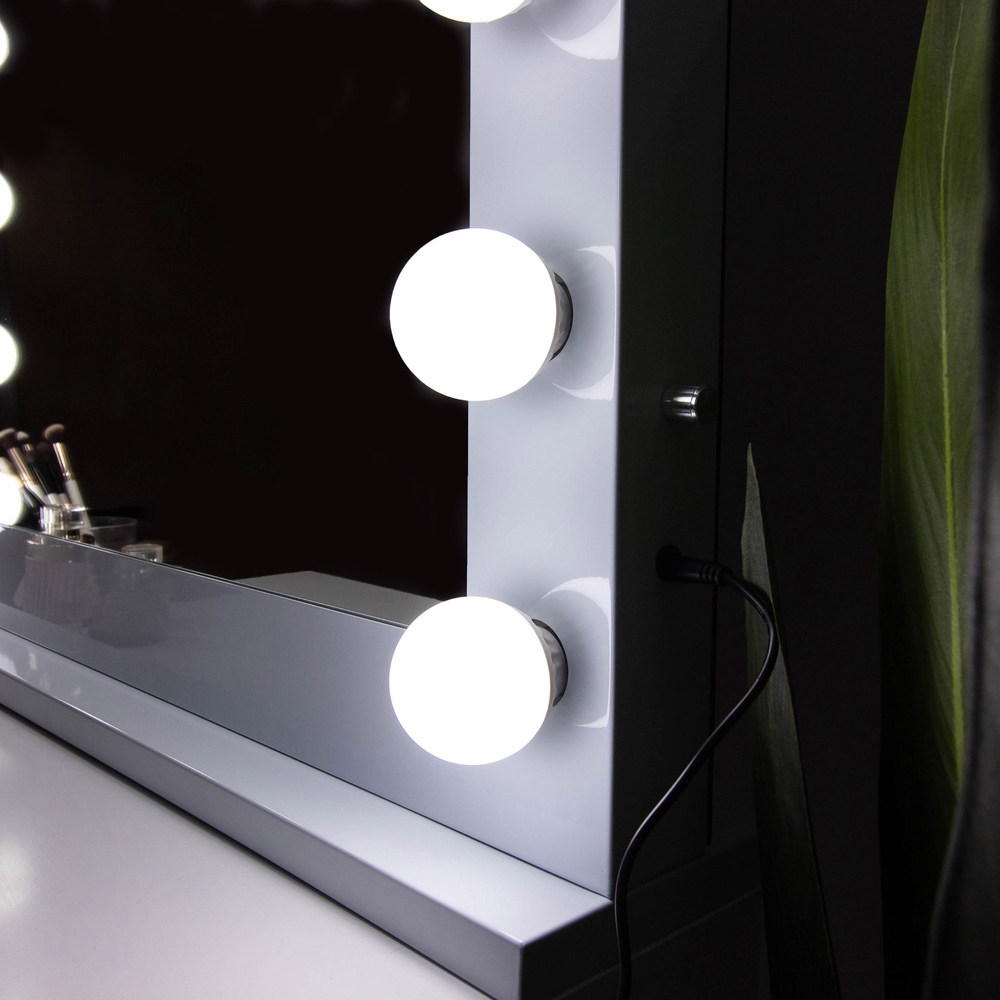 Jack Stonehouse White Marilyn Hollywood Vanity Mirror with 14 LED Bulbs Image 5
