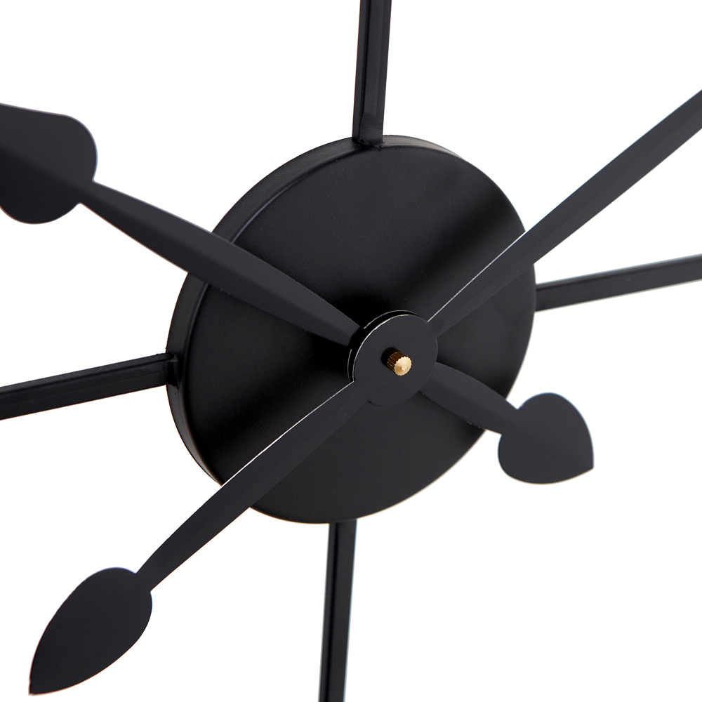 Pacific Lifestyle Black Metal Round Workframe Wall Clock with Roman Numerals 80cm Image 4