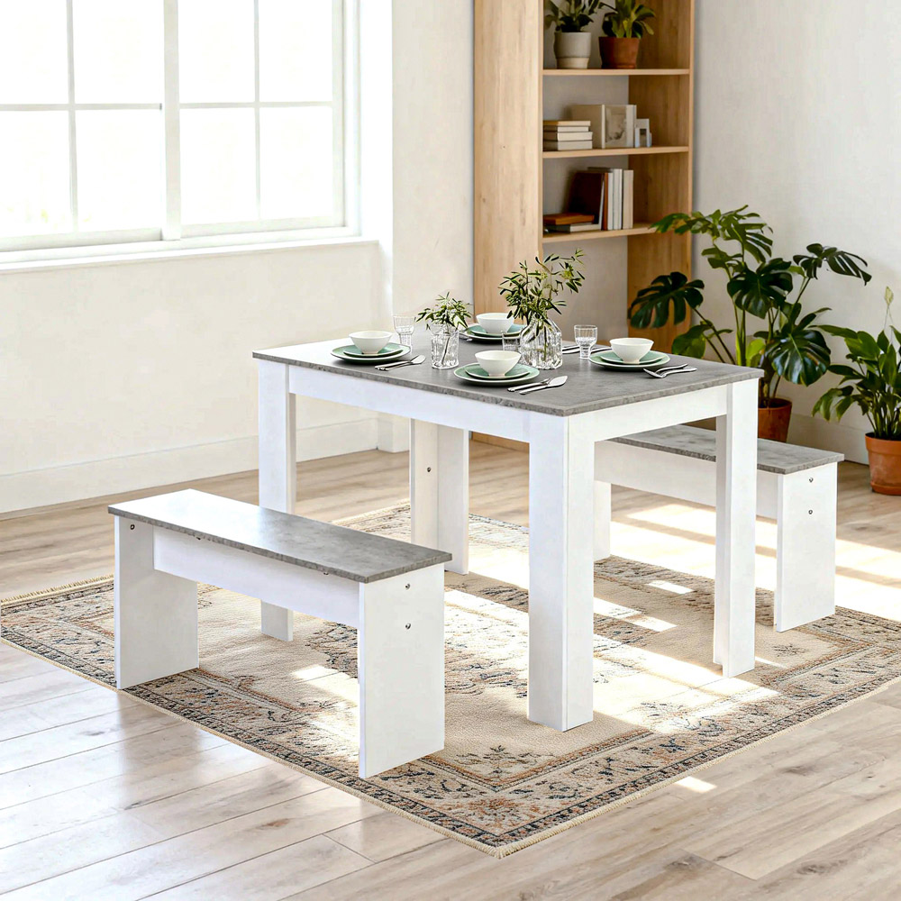 Abrihome 4 Seater Grey Dining Table Set Image 3
