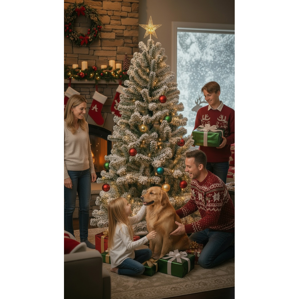 Festive Christmas Snow Covered Fir Artificial Christmas Tree 6ft Image 7