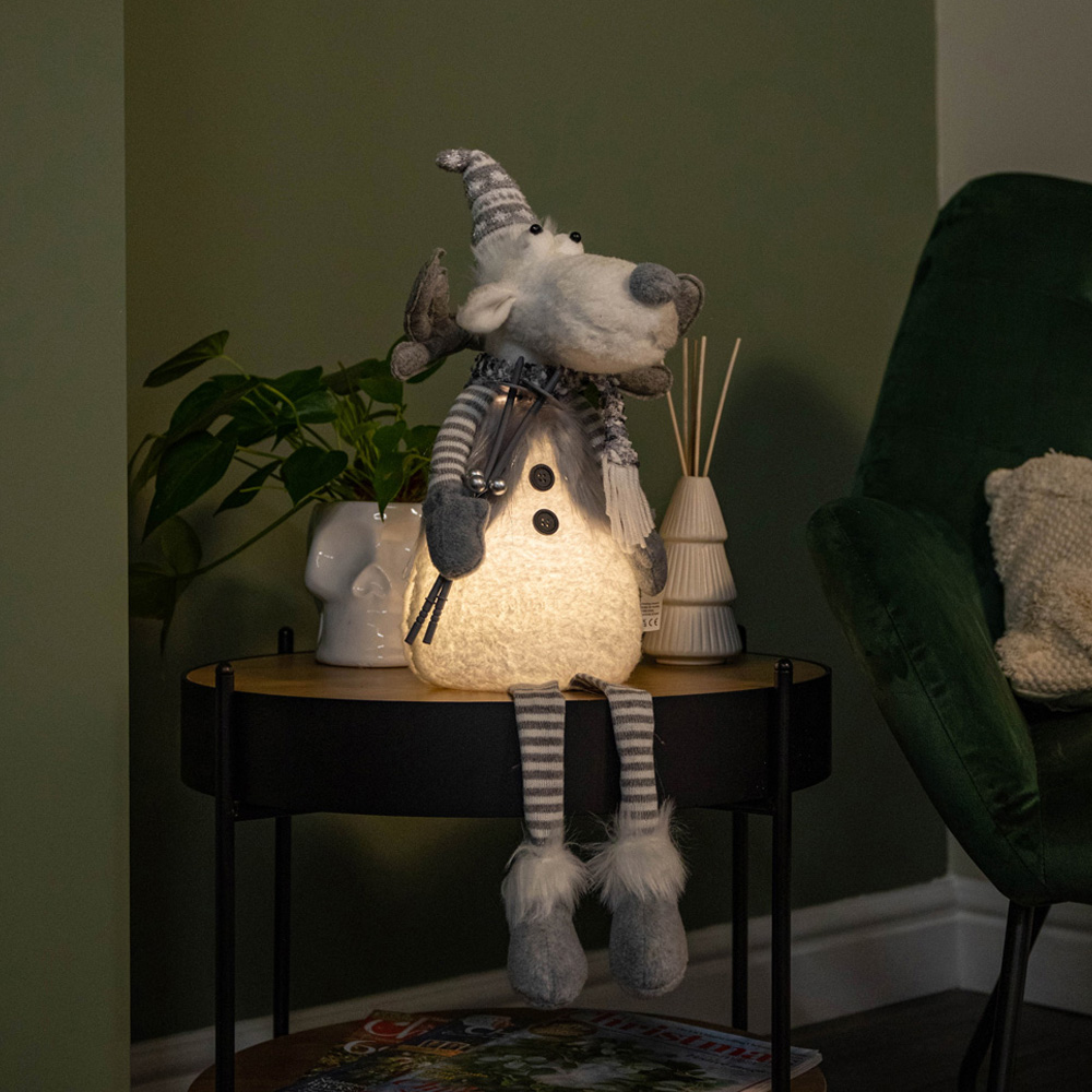 Samuel Alexander Light Up Grey Reindeer Christmas Decoration with Dangly Legs Image 7