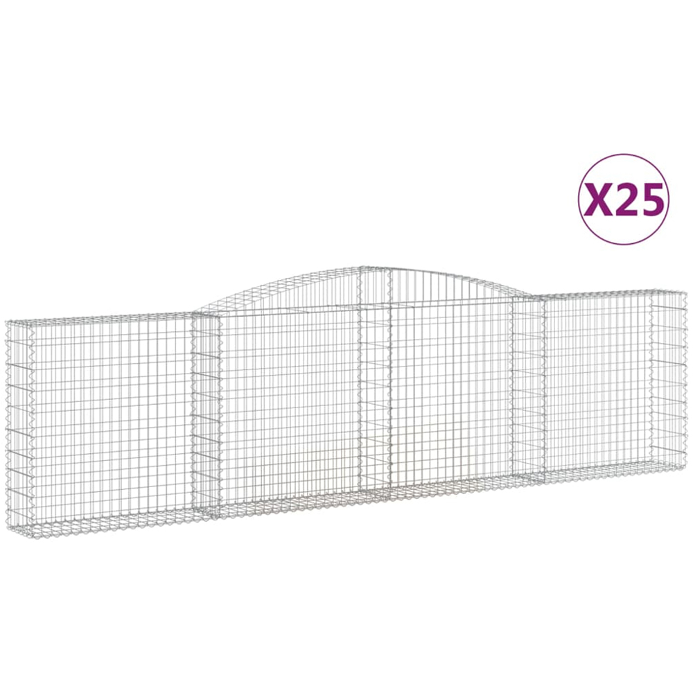 vidaXL Silver Galvanised Iron Arched Gabion Basket 400 x 30 x 100/120cm 25 Pack Image 2