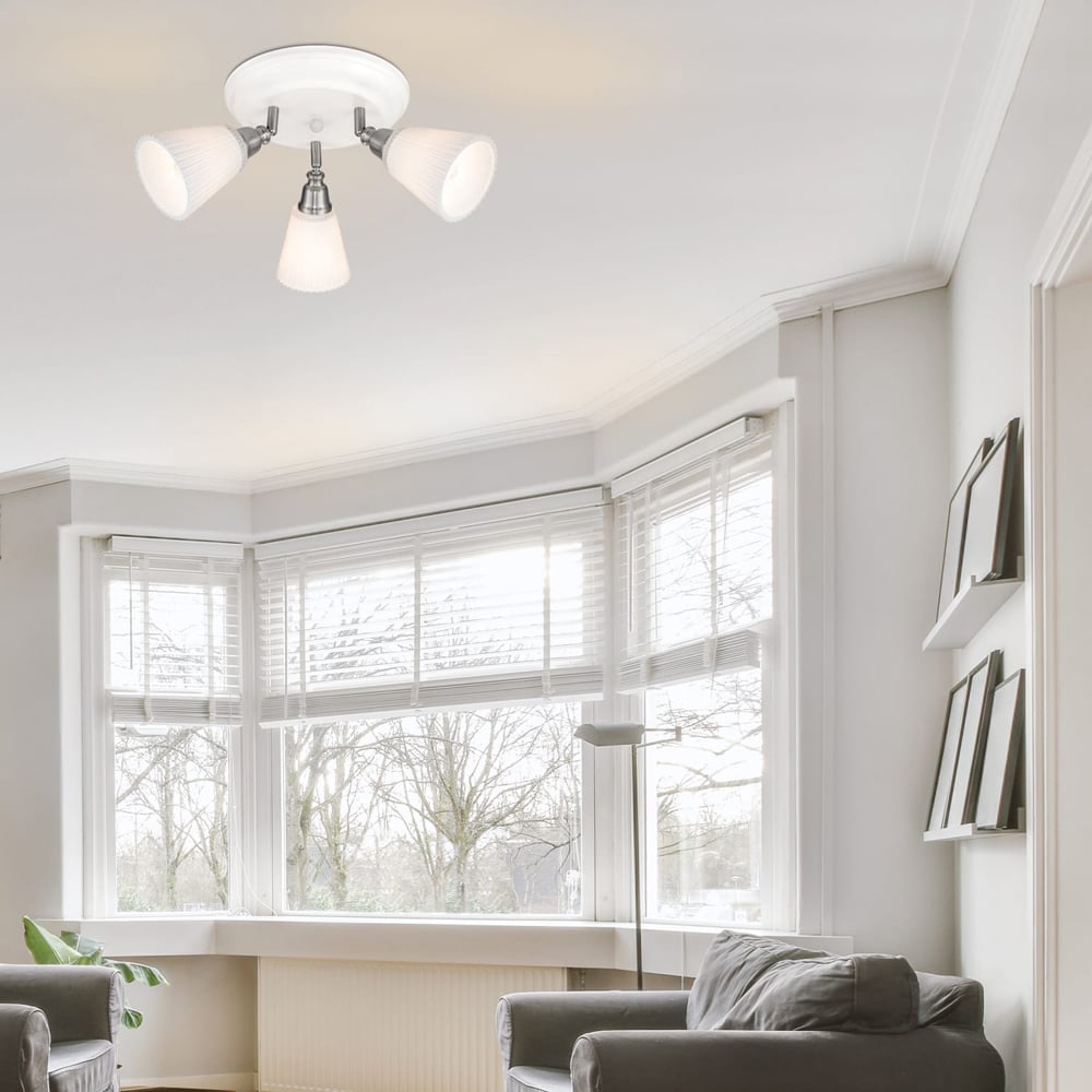 Cosylyte Leverton 3 Light Round Plate Ribbed Glass Spotlight Image 6