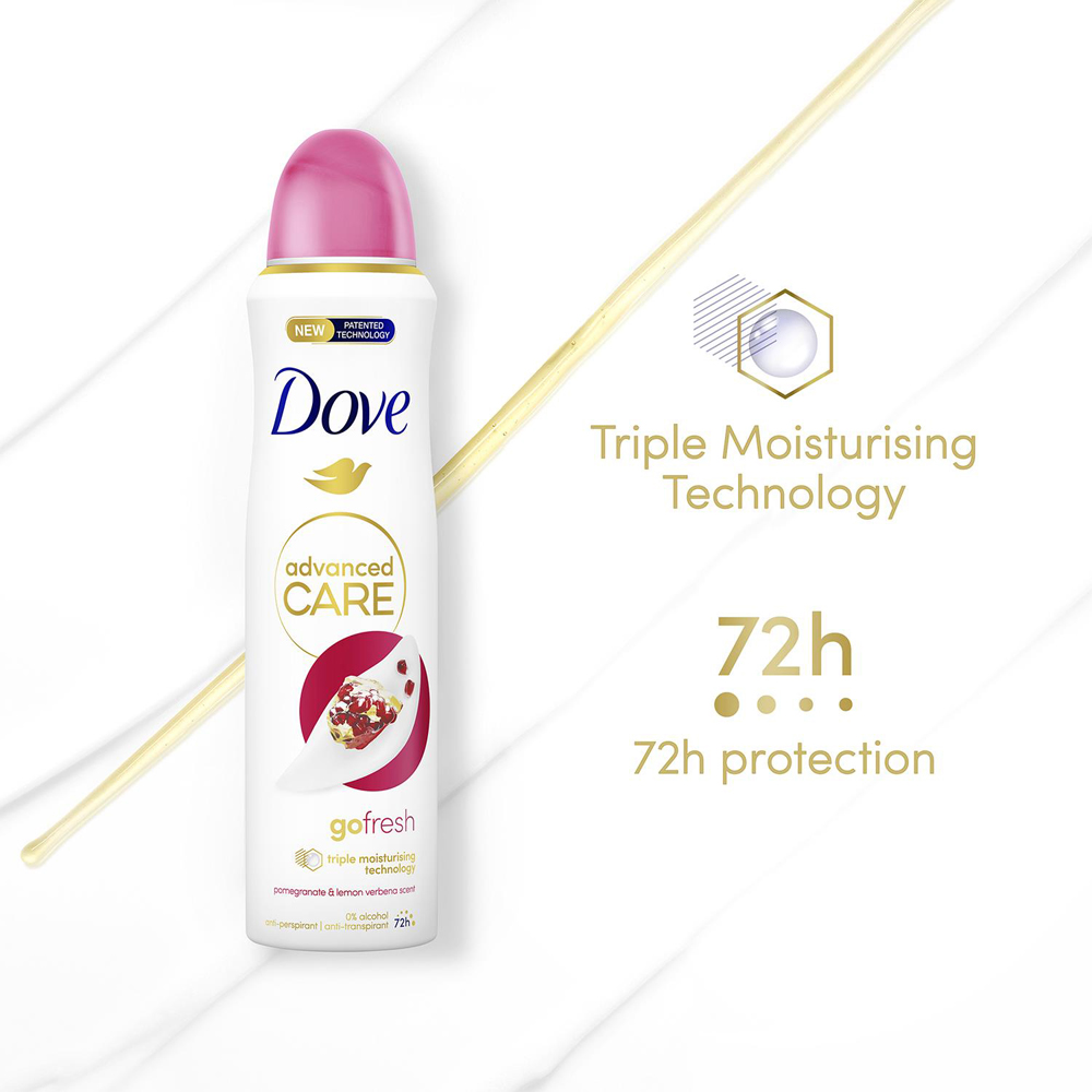 Dove Advanced Go Fresh Pomegranate and Lemon Anti-Perspirant Deodorant Spray for Women 150ml 12 Pack Image 4