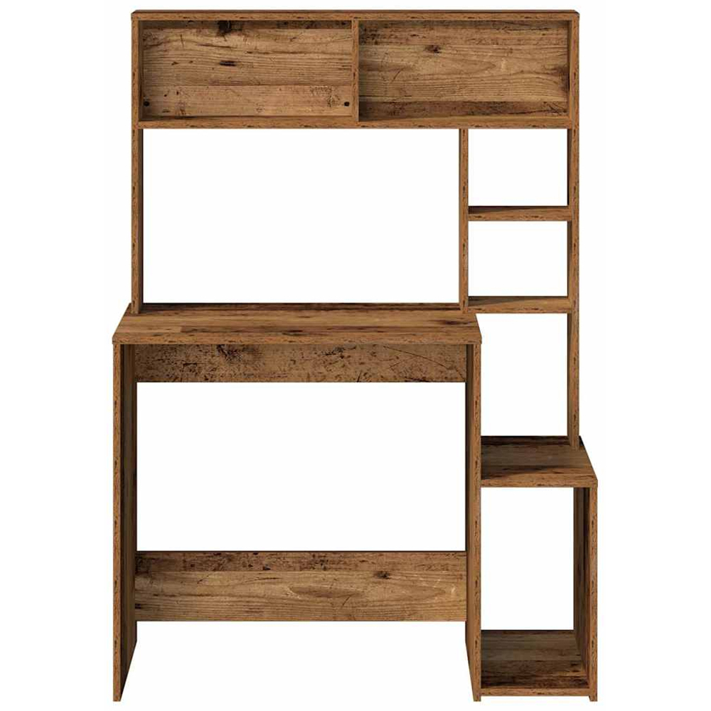 vidaXL 6 Shelf Study Desk Old Wood Effect Image 3