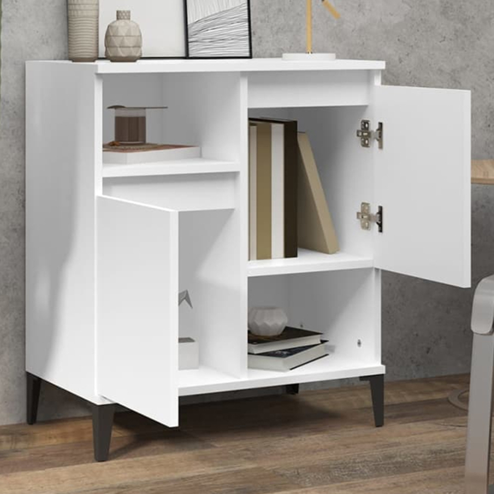 vidaXL 2 Door 2 Shelf White Sideboard Image 1