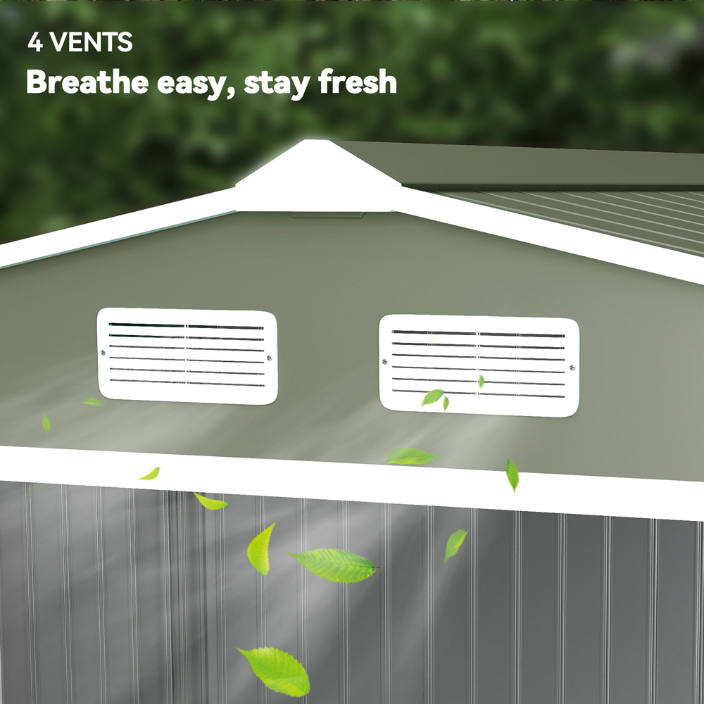 Outsunny 9 x 6ft Light Green Metal Apex Garden Shed Image 7