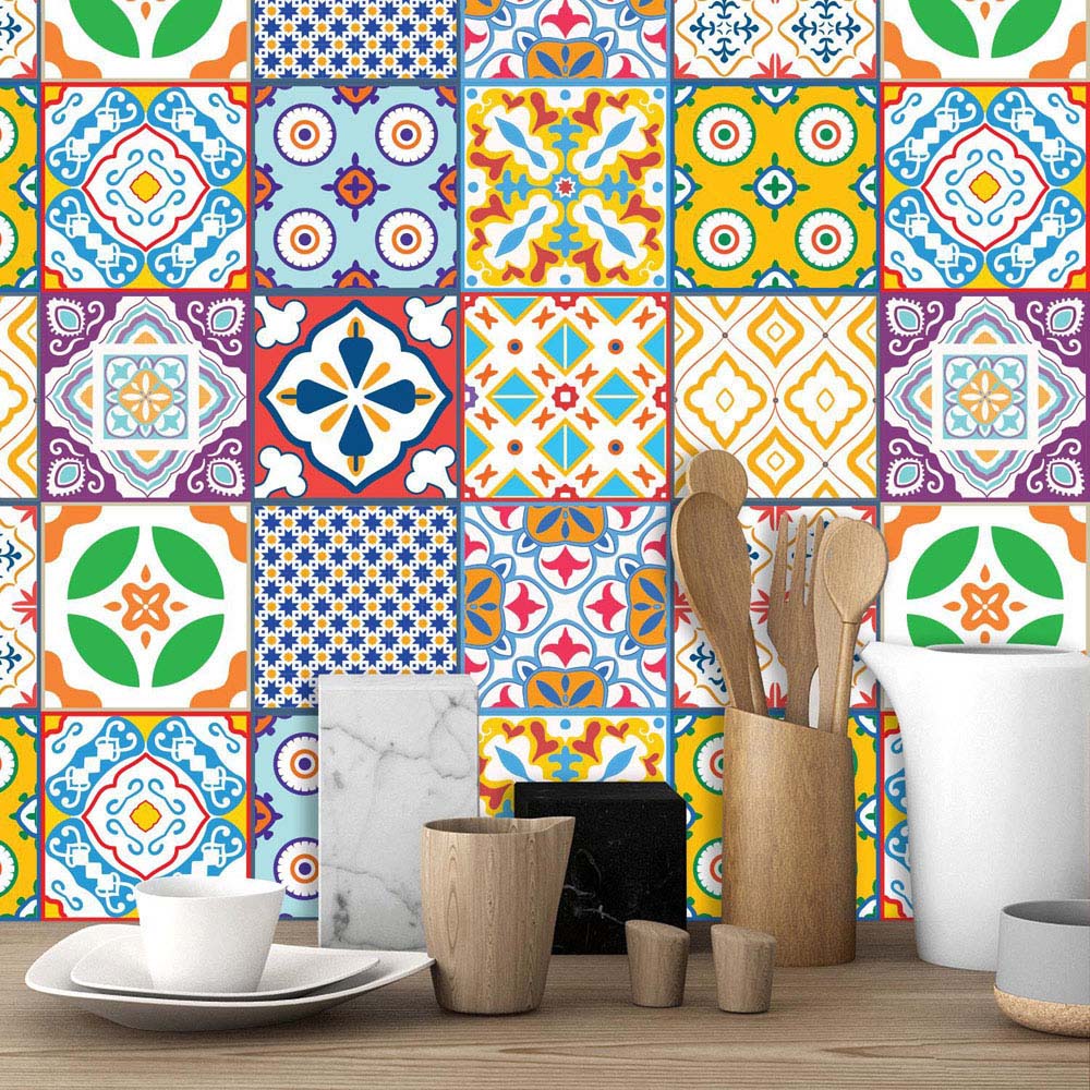 Walplus Classic Mediterranean Colourful Mixed 2 Tile Sticker 24 Pack Image 3
