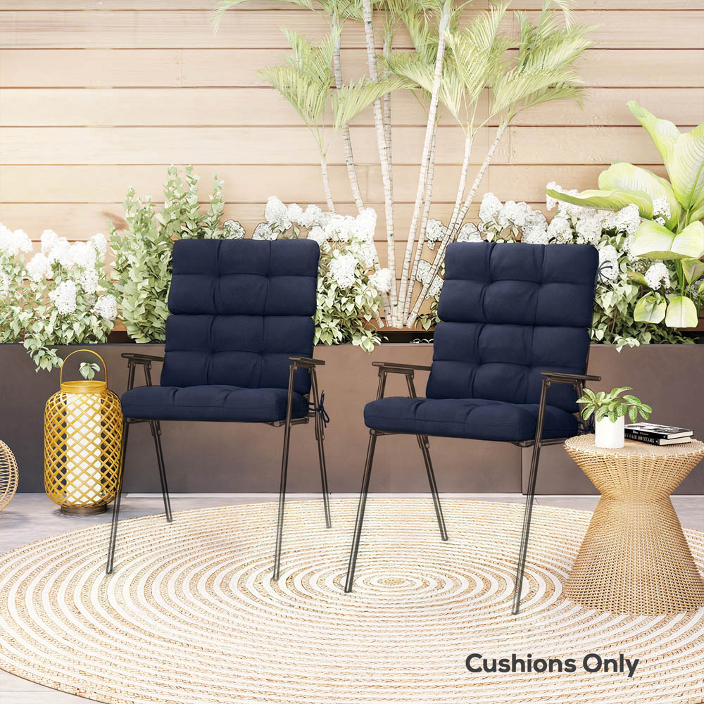 Outsunny Dark Blue Garden Seat Cushion with Backrest 2 Pack Image 3