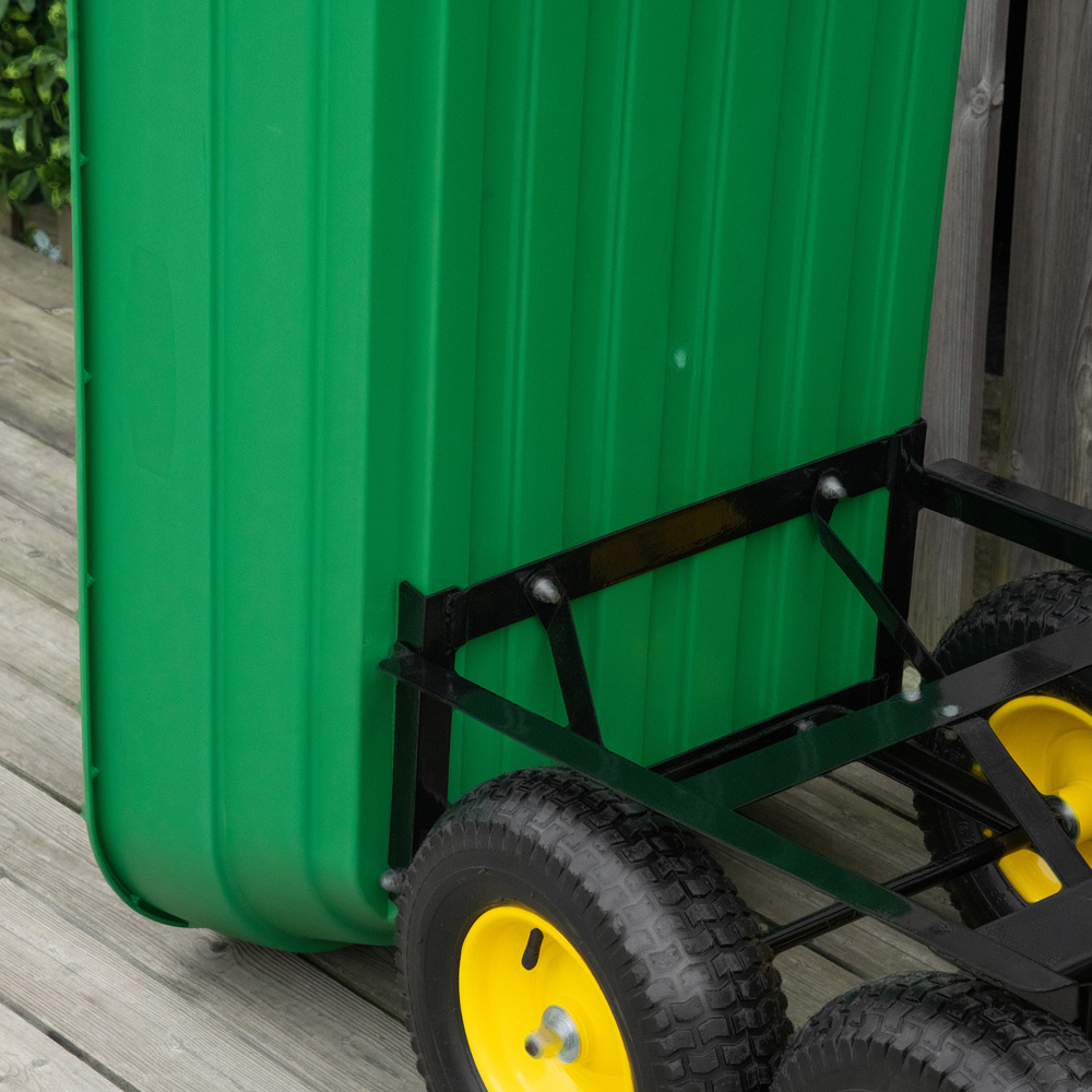 Outsunny 125L Green Heavy Duty Trolley Garden Cart Image 4