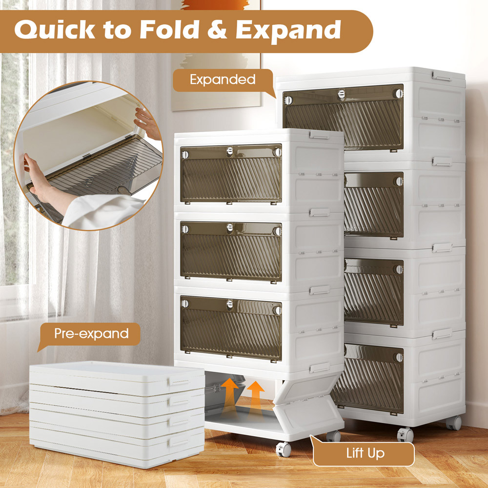 Costway 4 Door White Stackable Storage Bins Image 7