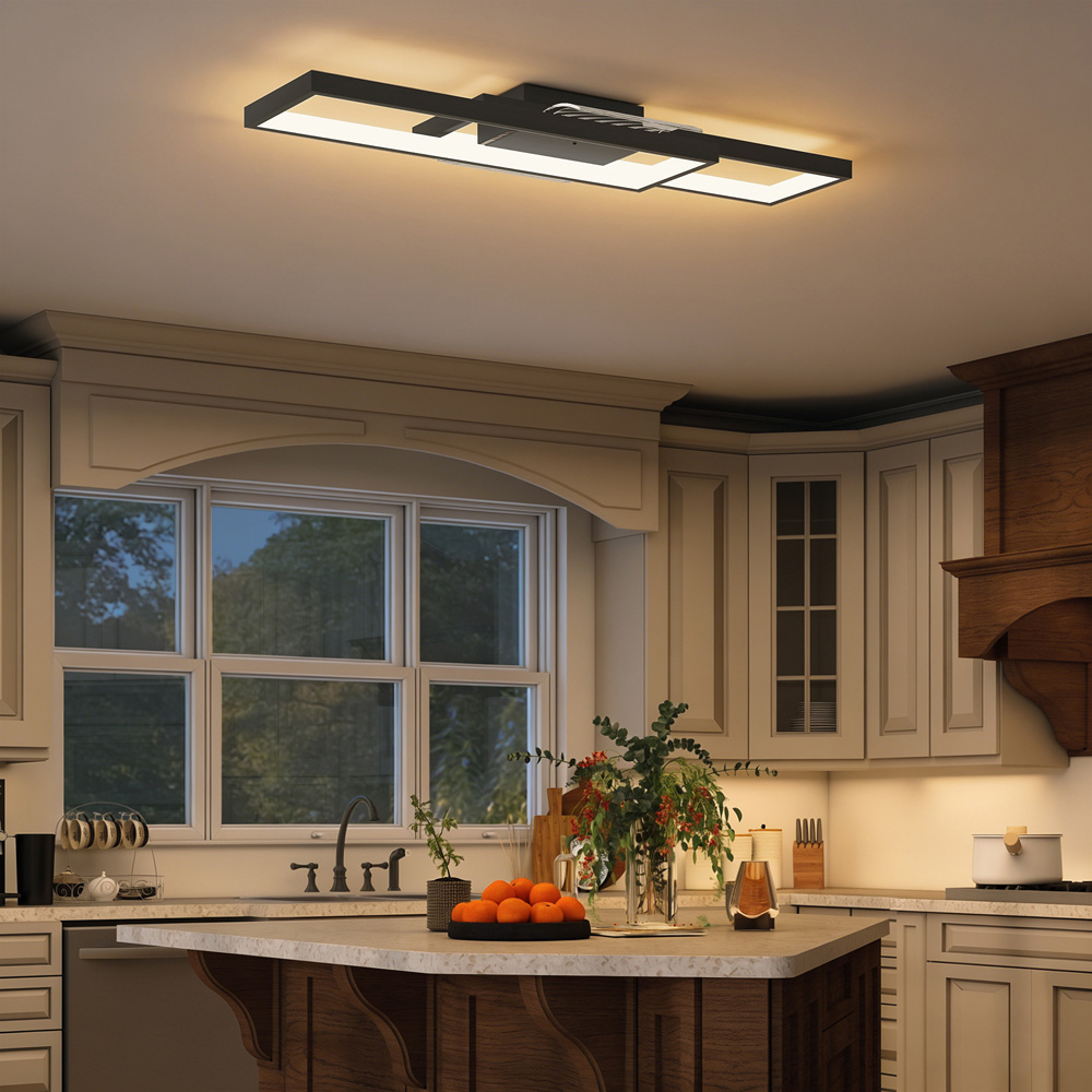 Portland Black Geometric Dimmable LED Ceiling Light with Remote Control Image 5